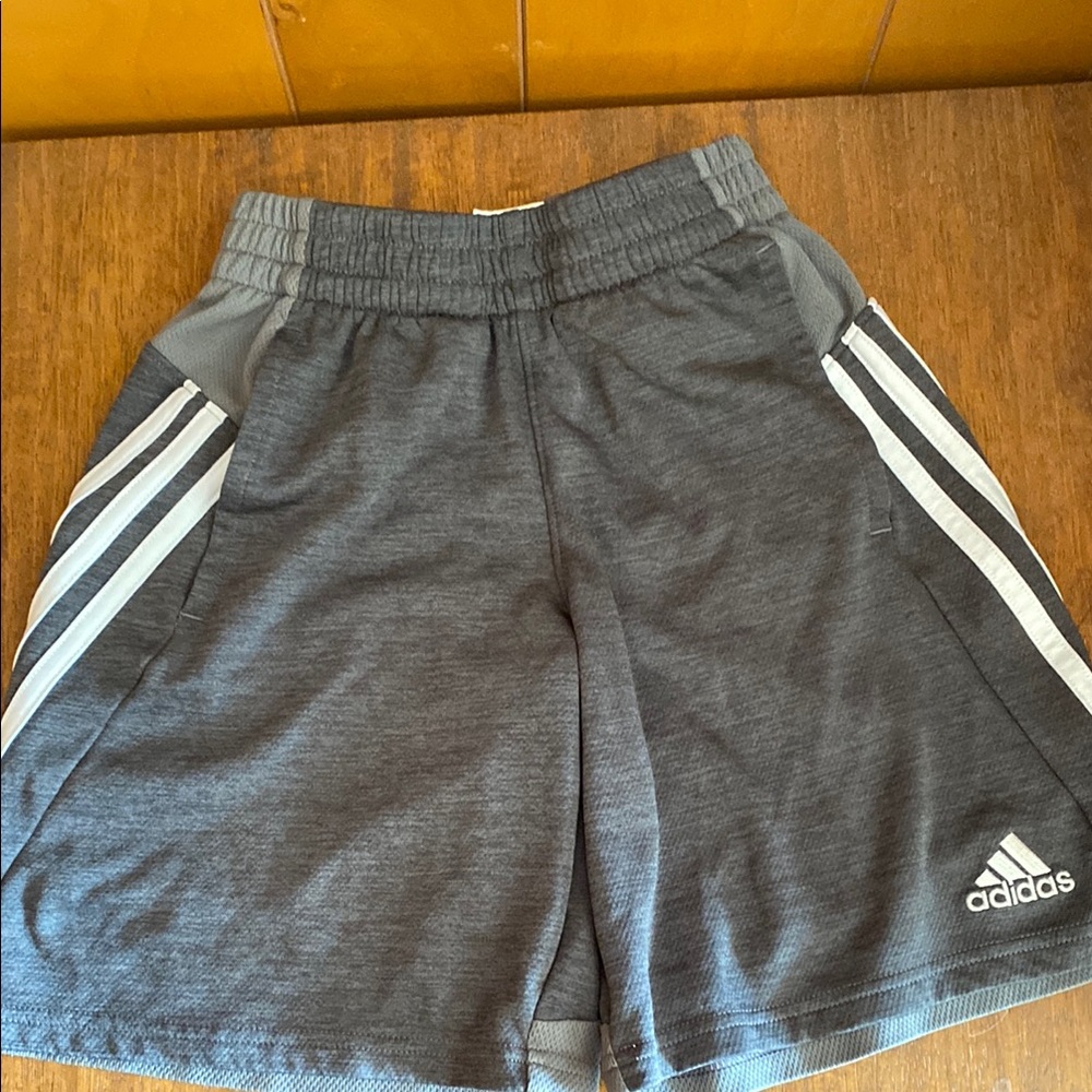 Adidas Gray Casual Shorts with Signature Stripes